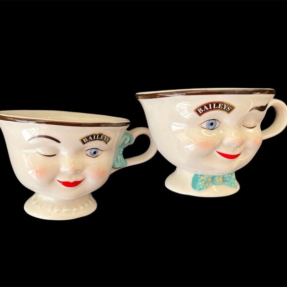 LOT OF 2 BAILEYS VINTAGE WINKING CUPS, MALE FEMALE LIMITED EDITION COLLECTIBLE - Picture 1 of 8